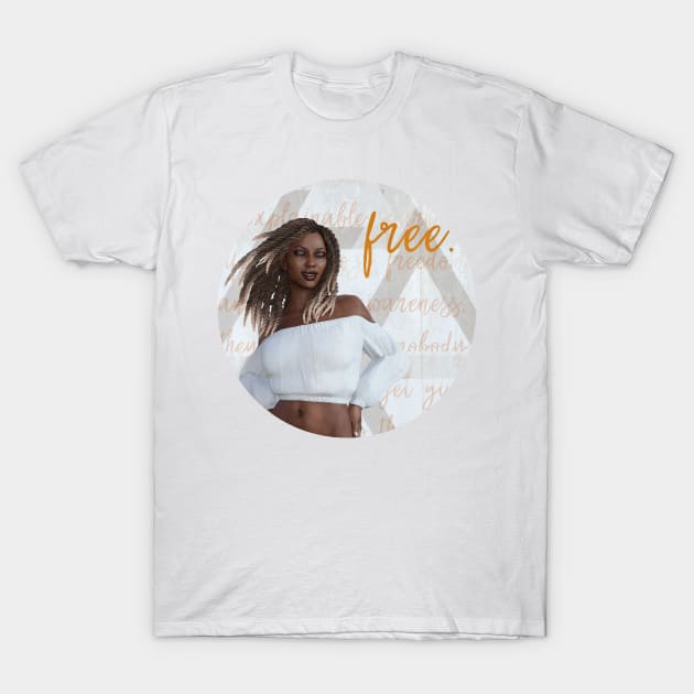 Carefree She (Round Design) T-Shirt by monarchvisual